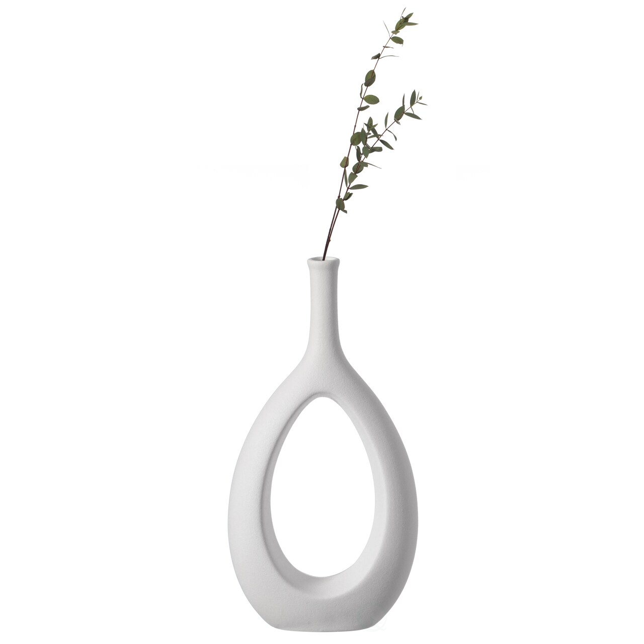 Contemporary White Ceramic Unique Shaped Flower Table Vase Centerpiece